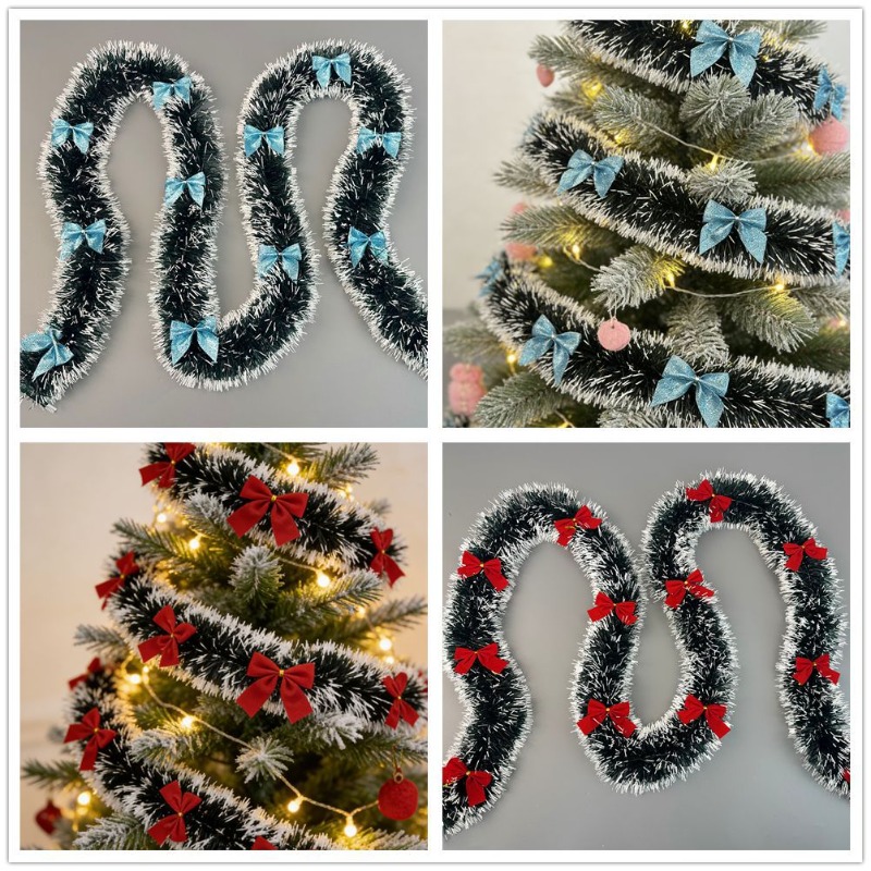 Tinsel Garland Decoration - 10M Christmas Tinsel Ribbons Garland Green