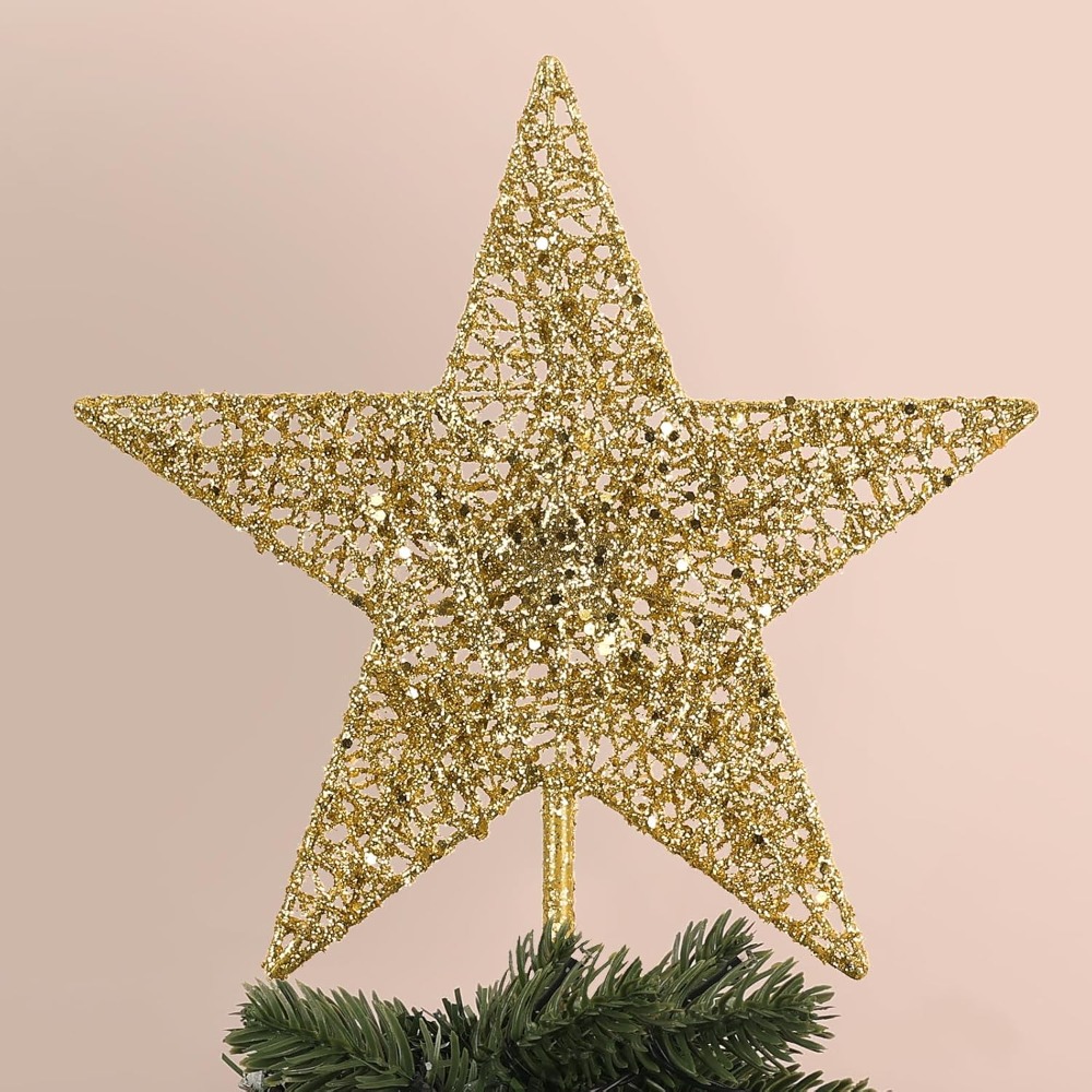 Star Tree Topper - Christmas Tree Topper Gold 5 Pointed