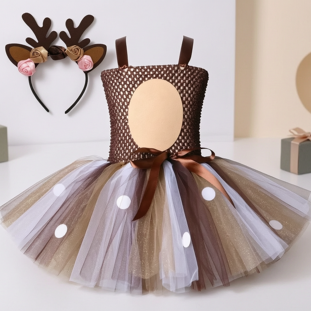 Elf Costume Christmas - Tutu Dress Sparkly Elf Reindeer Elk