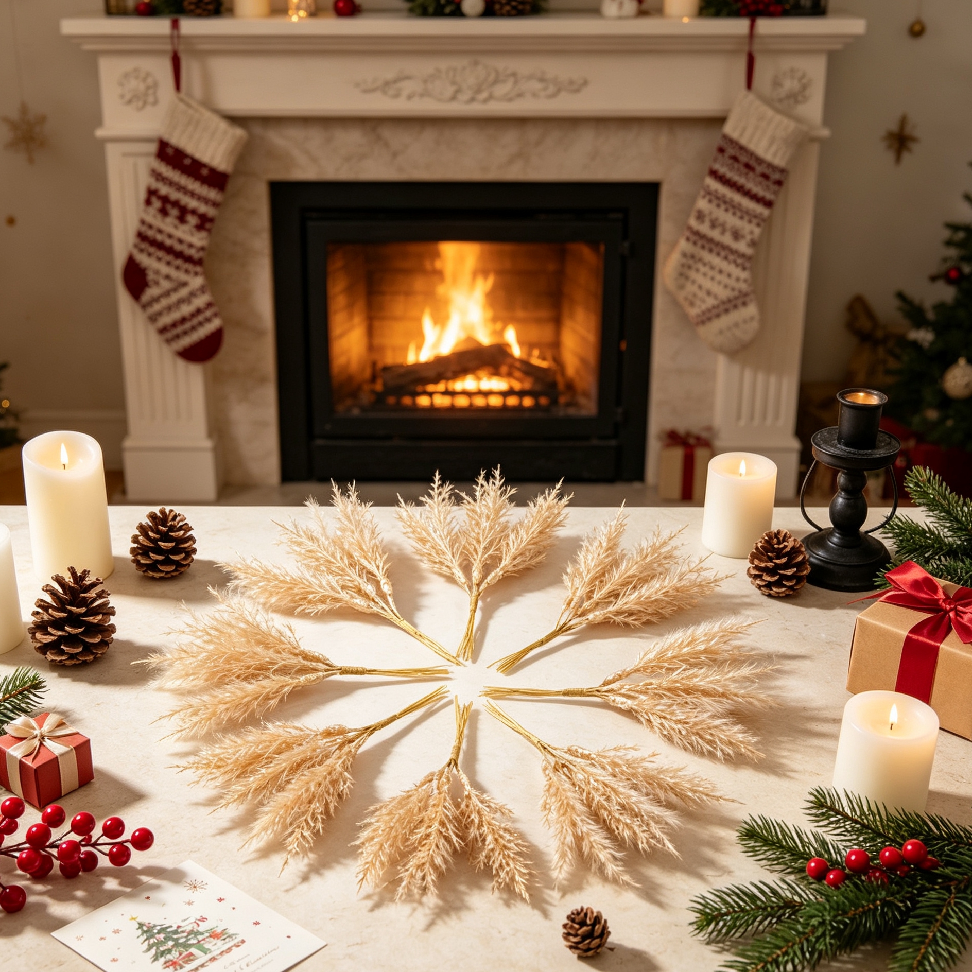 Christmas Wreath Fake - 3/6pcs Artificial Plants Golden Silvery Fake