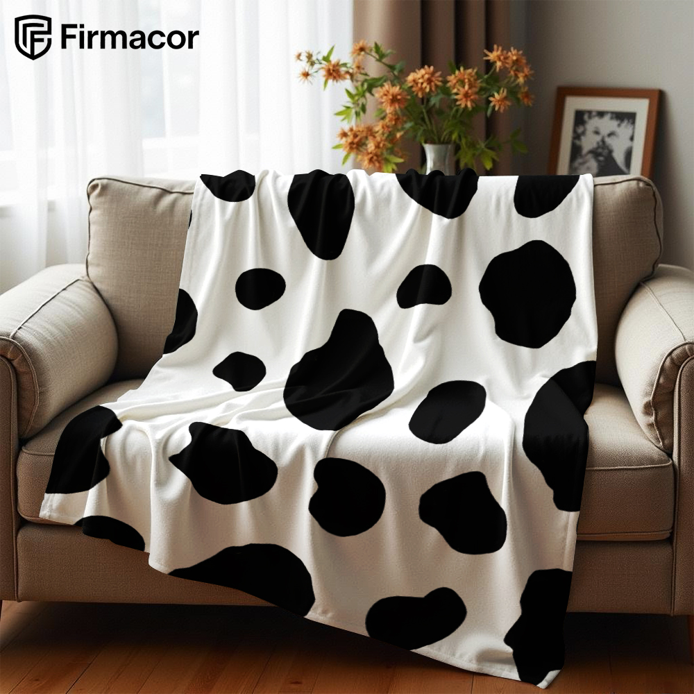 Christmas Throw Blanket - Scattered Irregular Cow Dots Cartoon Anime