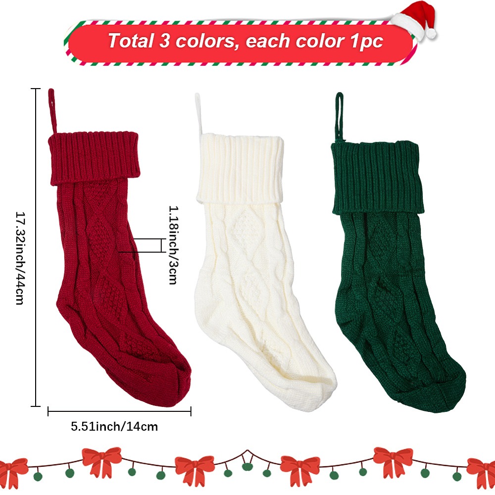 3Pcs 3 Colors Knitted Acrylic  - Christmas Stocking Hanging recensie en prijs