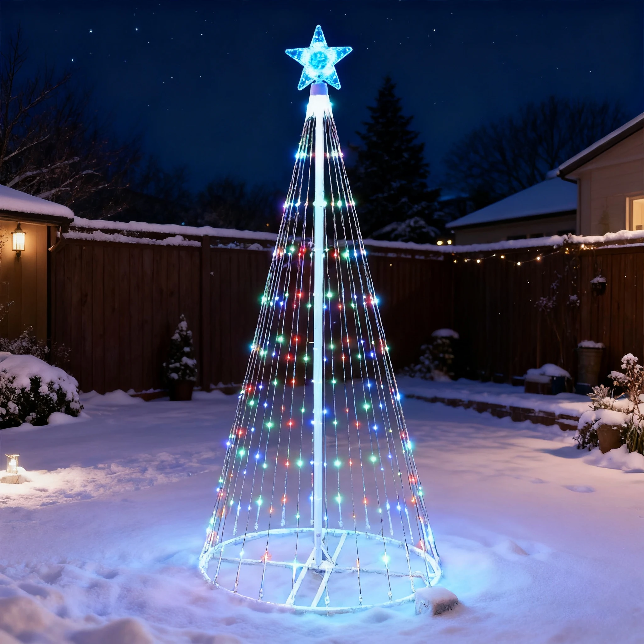 Solar-Powered LED Waterfall St - Star Tree Topper recensie en prijs