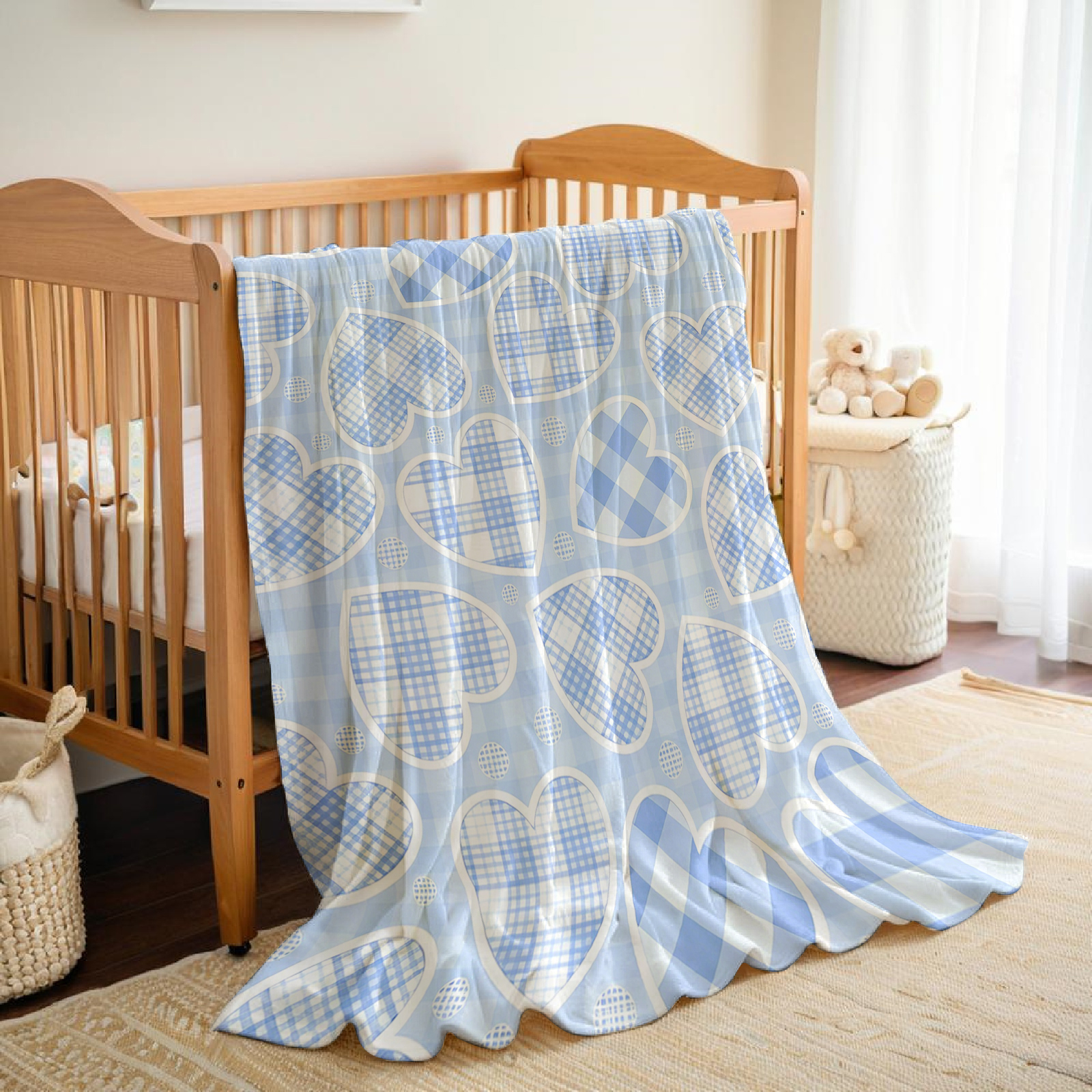 Blue Plaid Heart Cartoon Anime - Christmas Throw Blanket recensie en prijs
