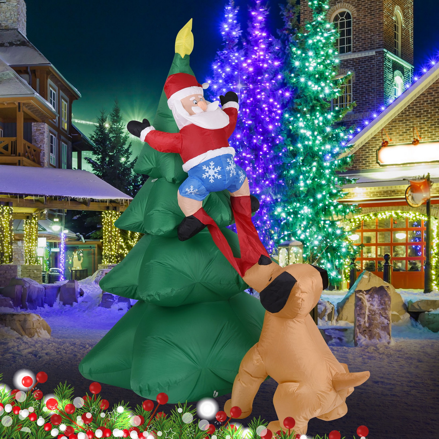 Christmas Inflatable Dog  w/Sa - Christmas Lights Outdoor recensie en prijs