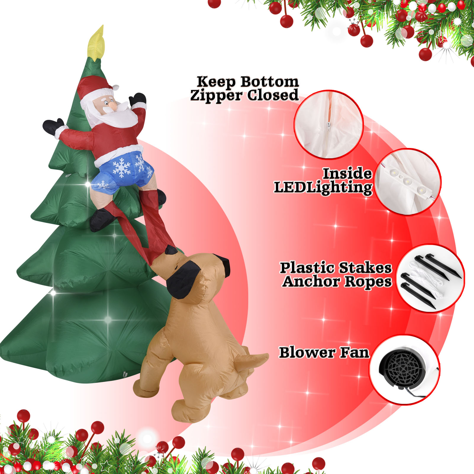 Christmas Inflatable Dog  w/Sa - Christmas Lights Outdoor recensie en prijs
