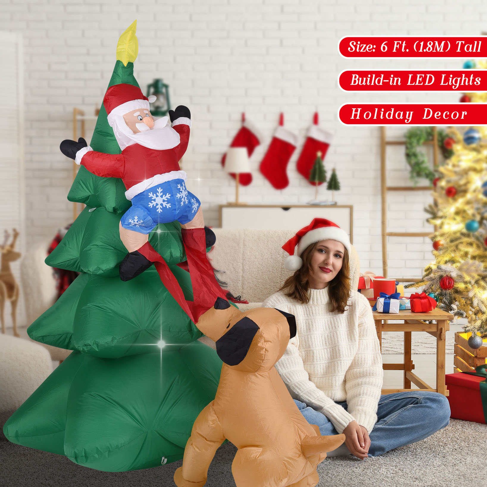 Christmas Inflatable Dog  w/Sa - Christmas Lights Outdoor recensie en prijs