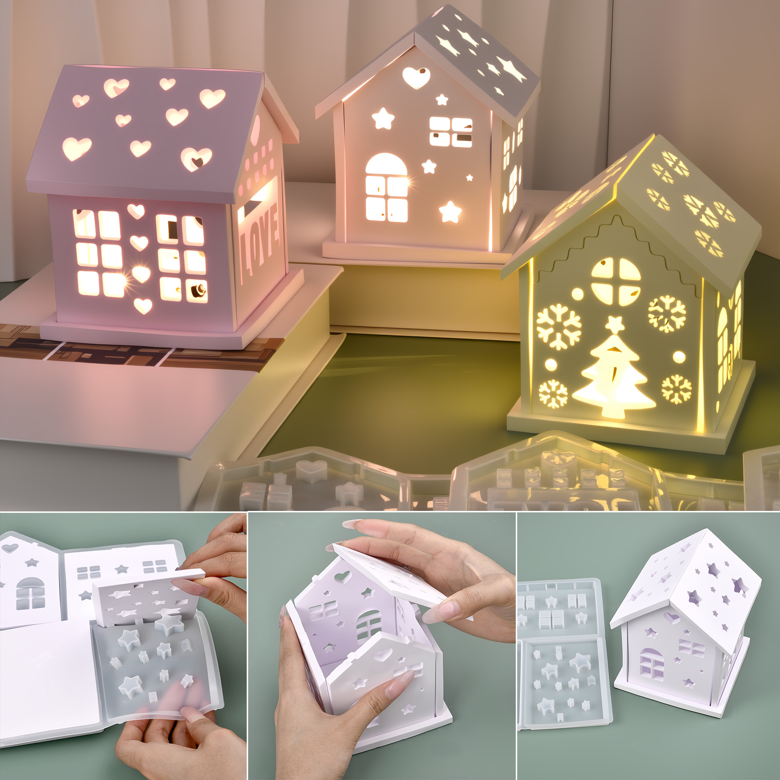 3D House Silicone Mold DIY Chr - Holiday Candle Set recensie en prijs
