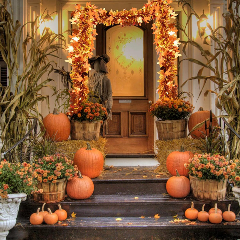 2pcs Thanksgiving Fall Maple L - Tinsel Garland Decoration recensie en prijs