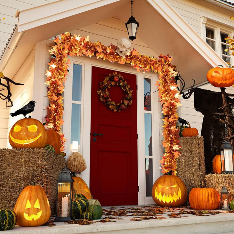 2pcs Thanksgiving Fall Maple L - Tinsel Garland Decoration recensie en prijs