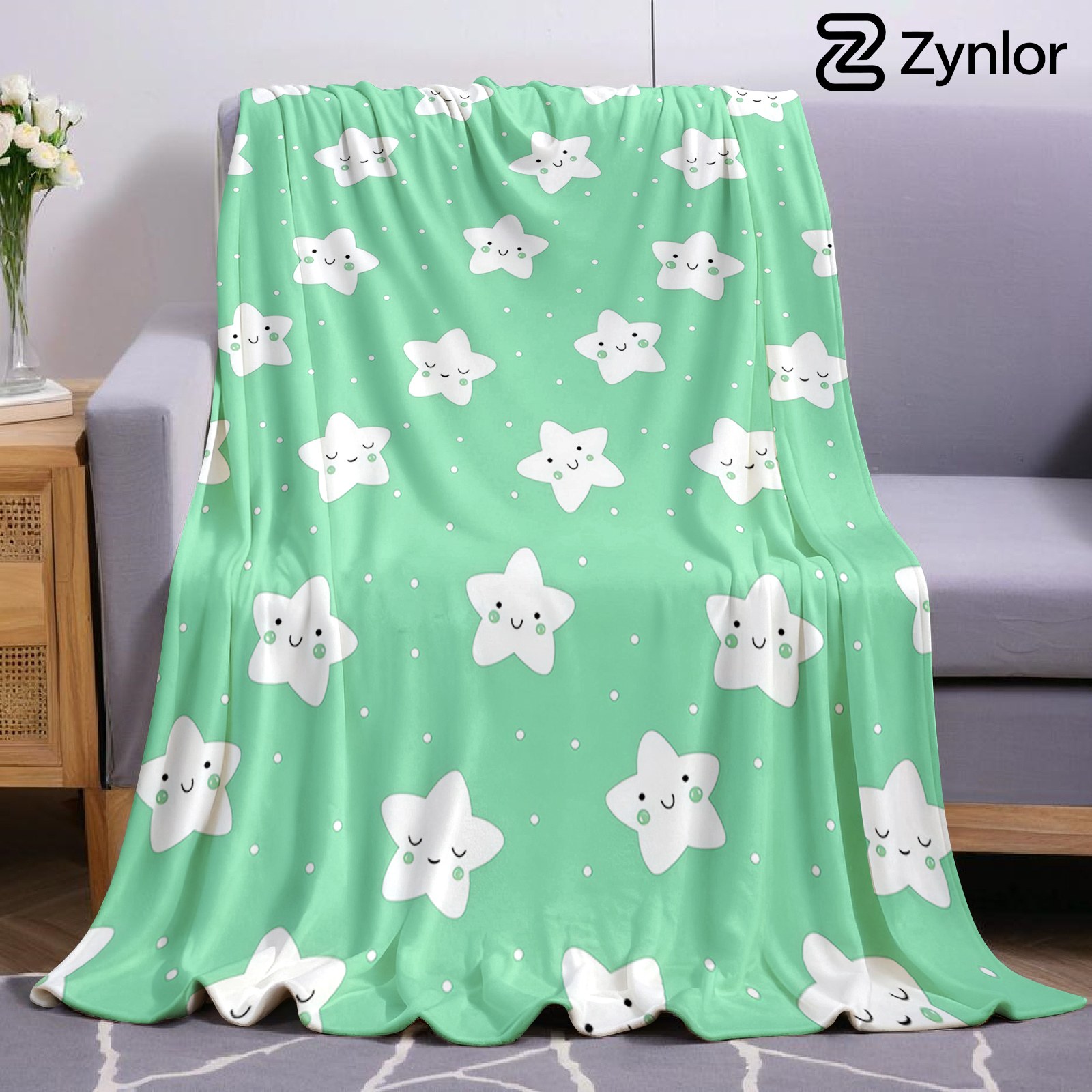 Mint Green Cute Star Lightweig - Christmas Throw Blanket recensie en prijs