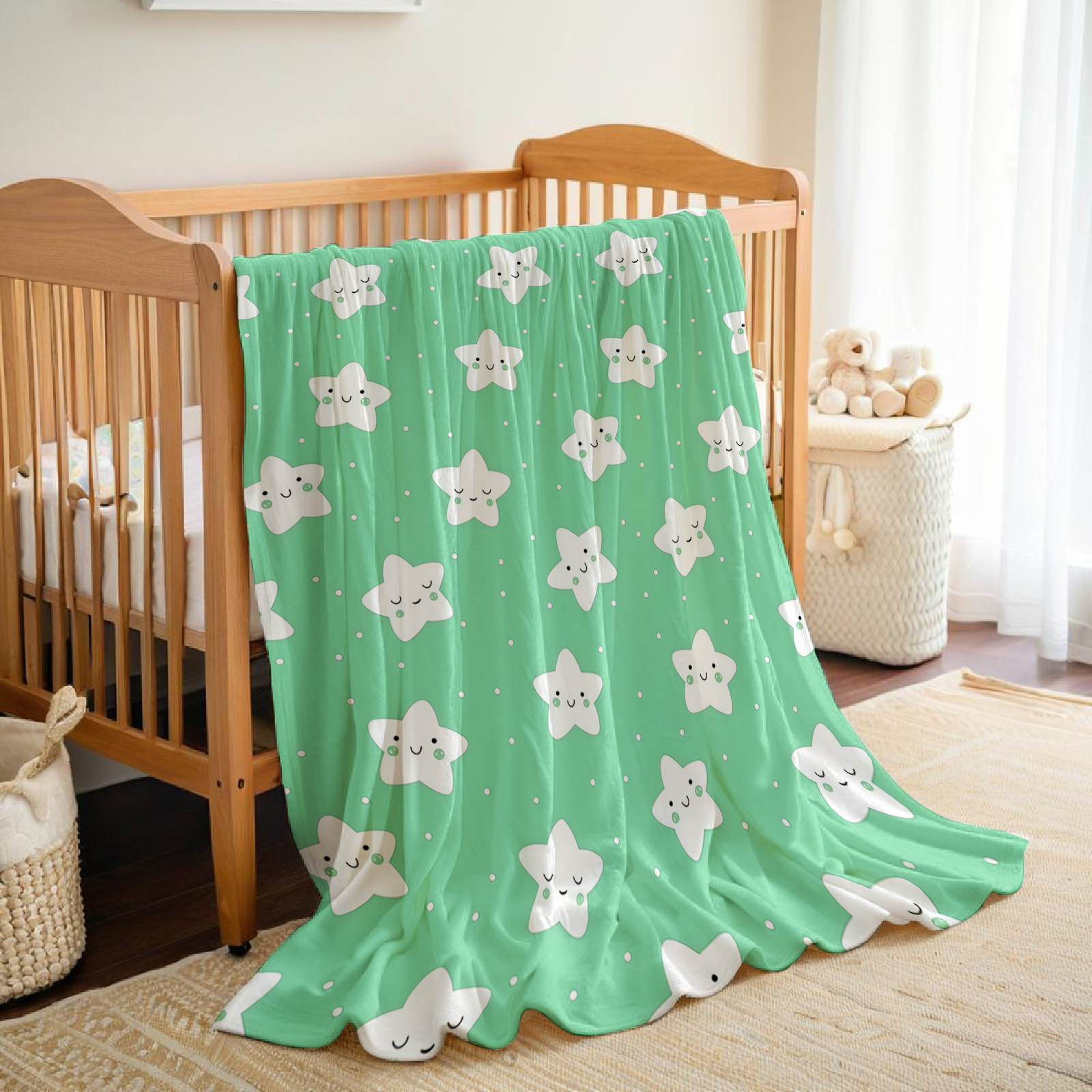 Mint Green Cute Star Lightweig - Christmas Throw Blanket recensie en prijs