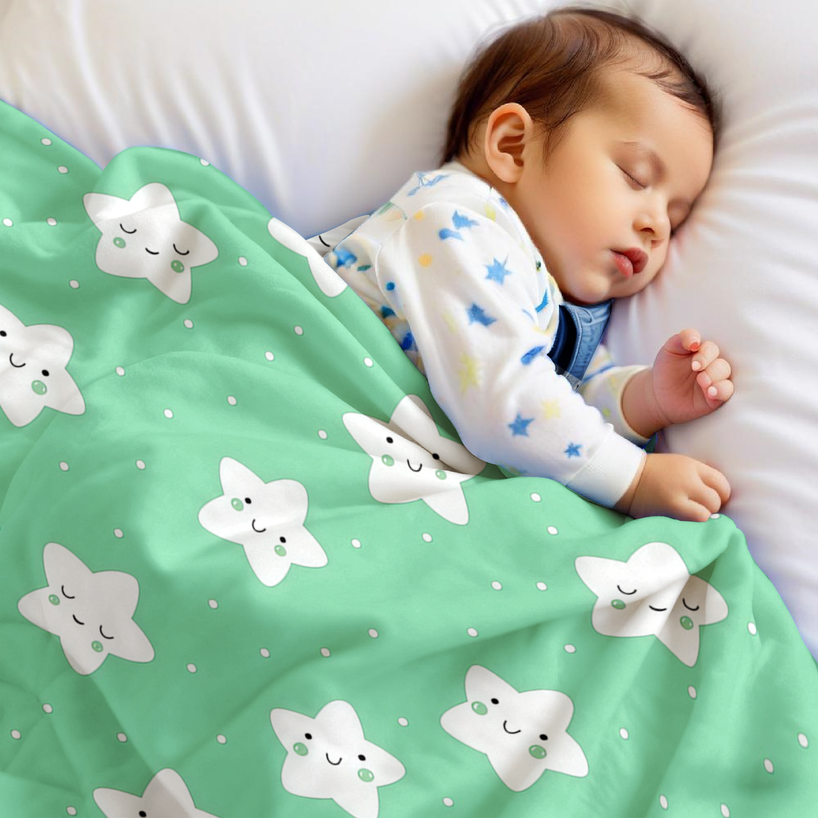 Mint Green Cute Star Lightweig - Christmas Throw Blanket recensie en prijs
