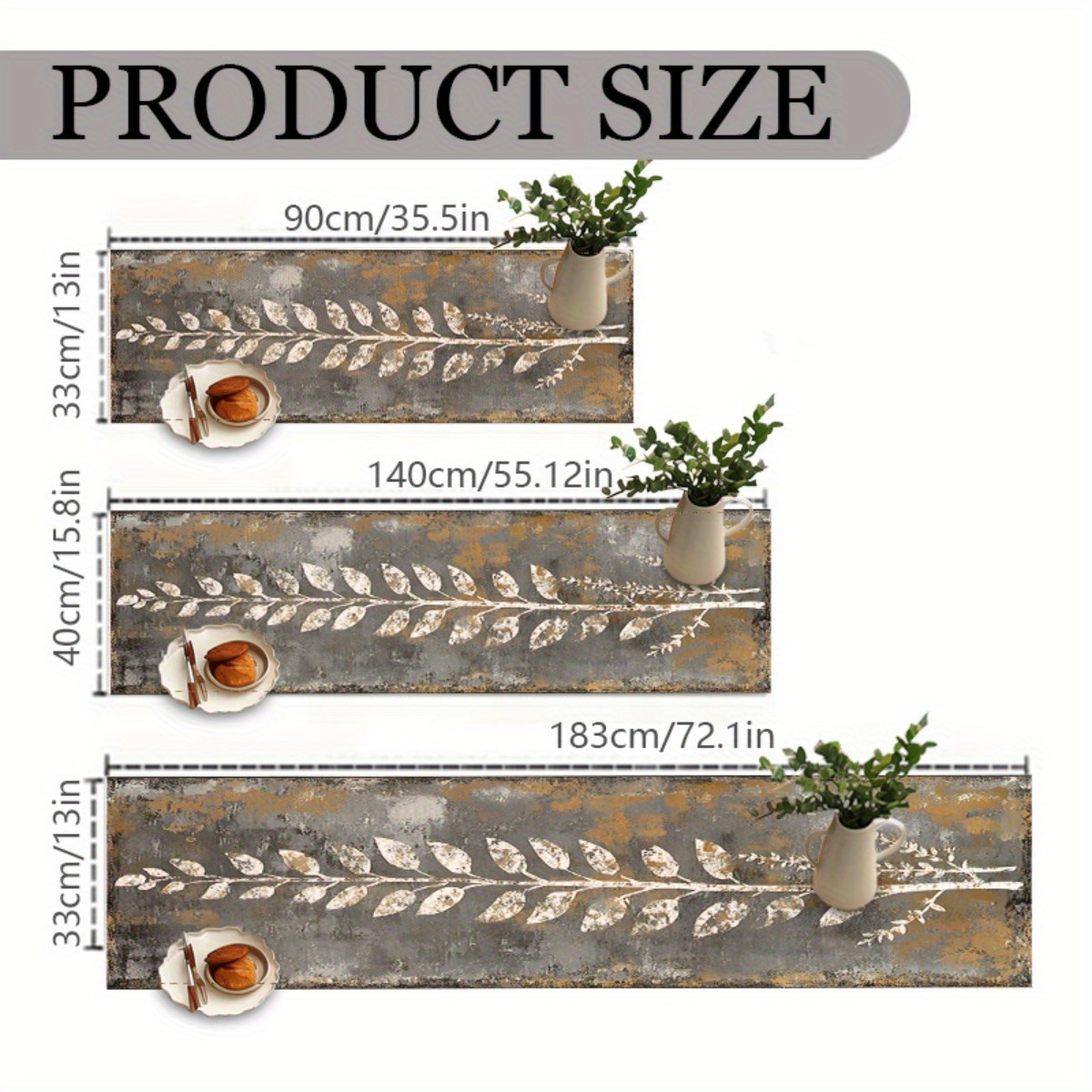 Vintage Gray White Leaves Tabl - Christmas Table Runner recensie en prijs