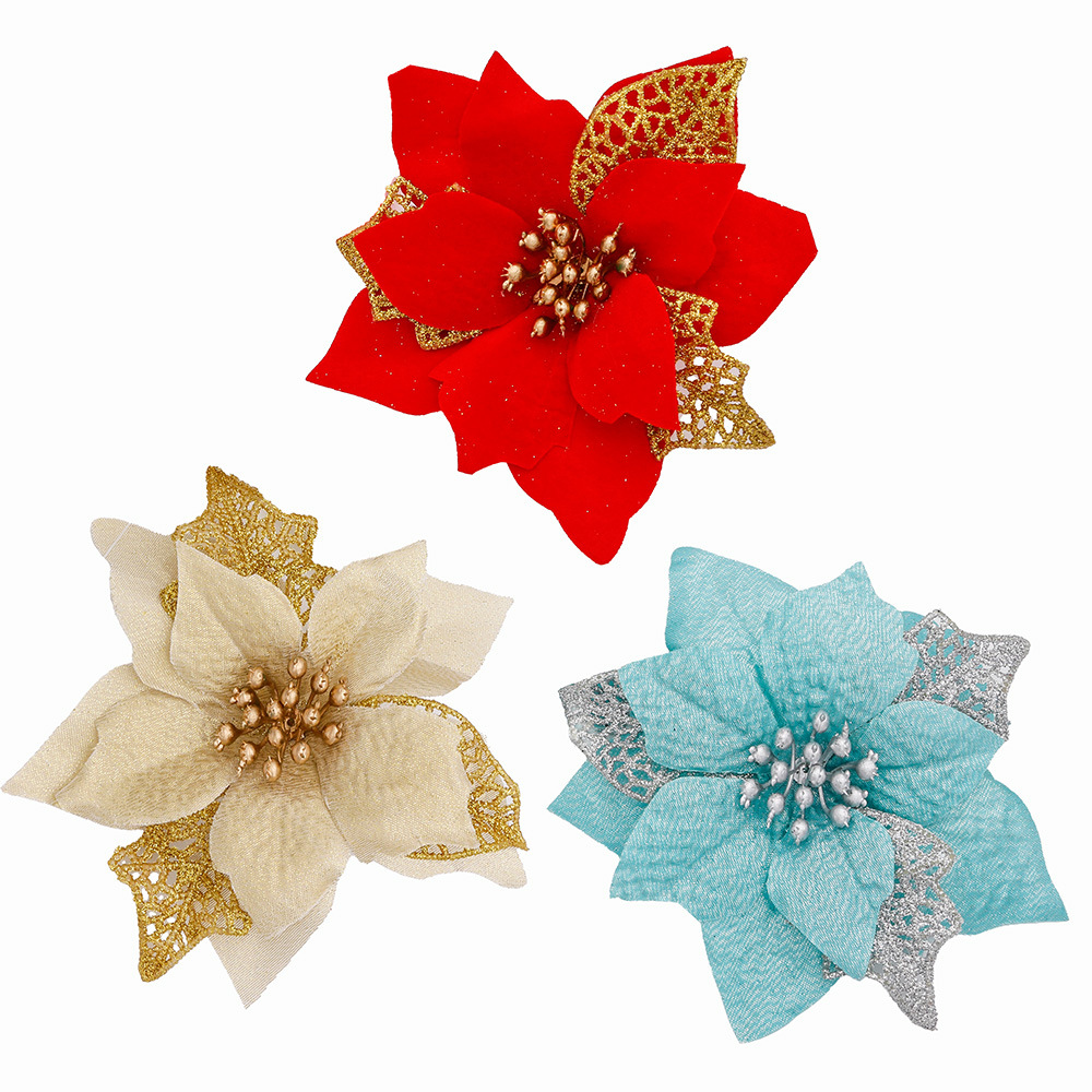 10Pcs Glitter Artificial Flowe - Christmas Wreath Fake recensie en prijs