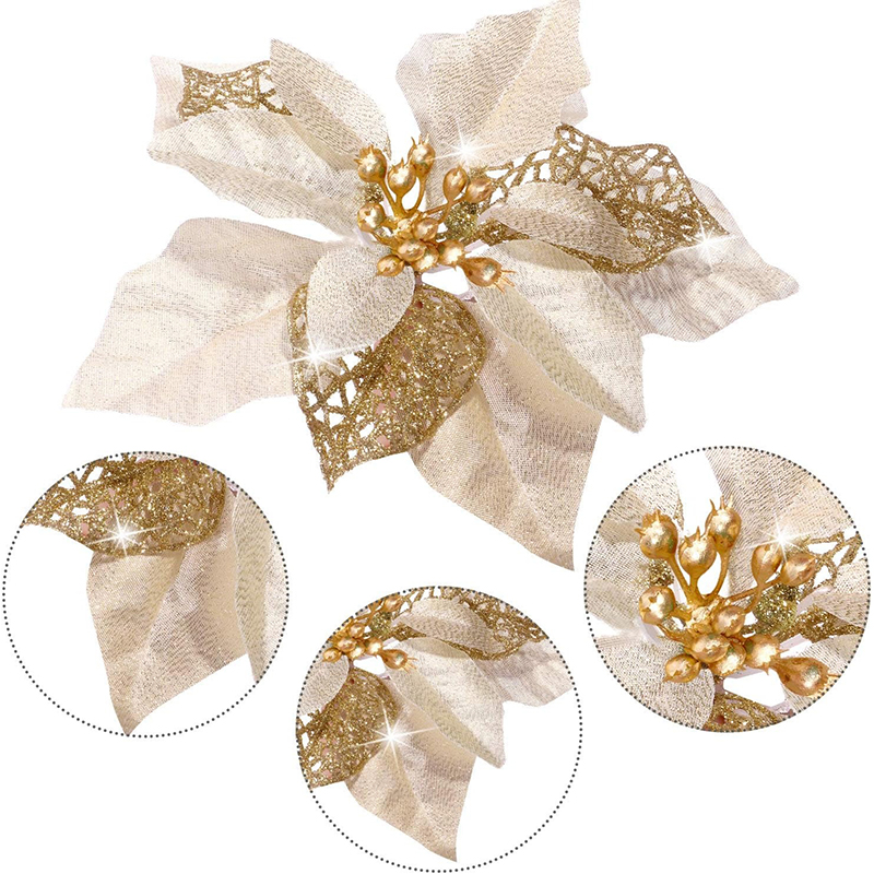 10Pcs Glitter Artificial Flowe - Christmas Wreath Fake recensie en prijs