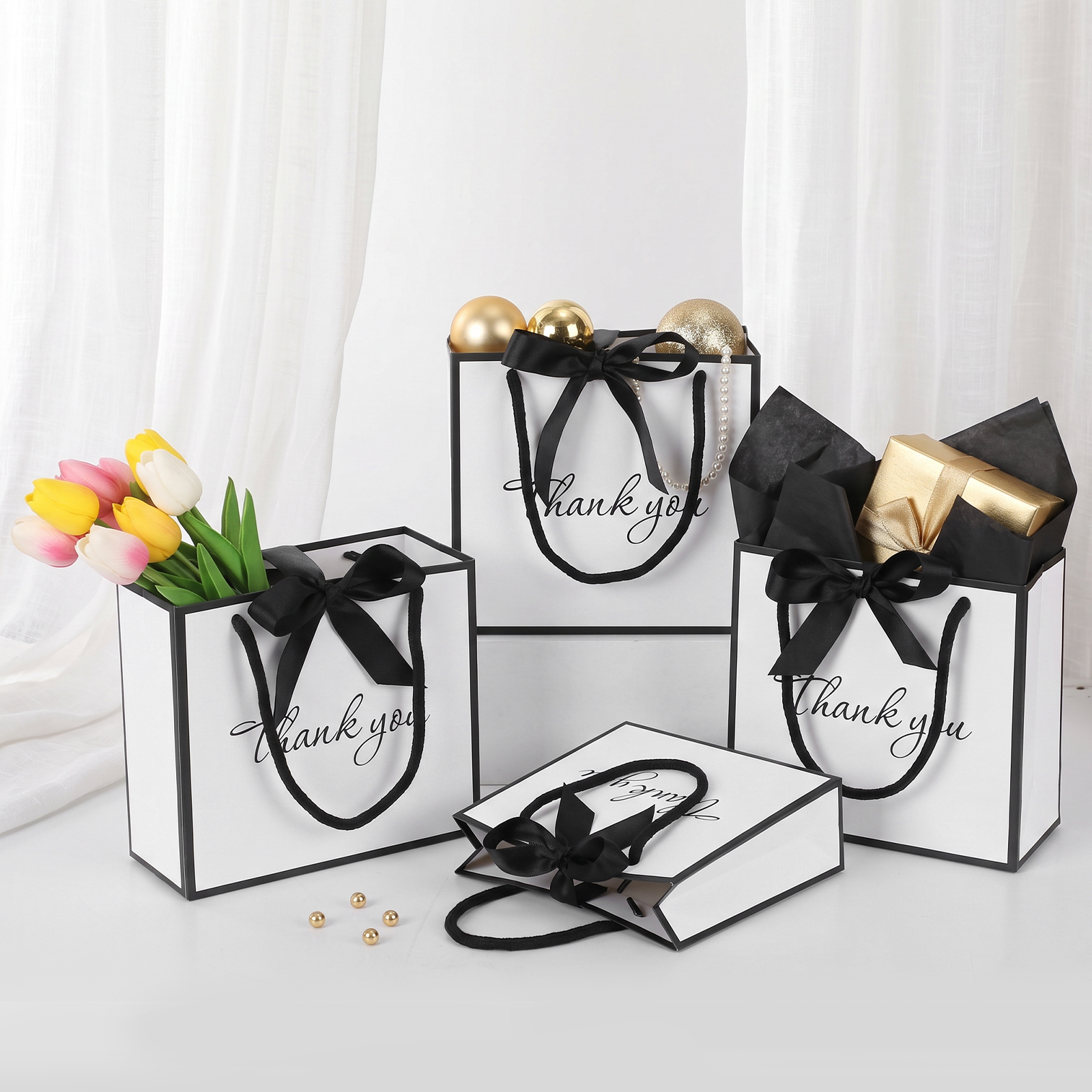 50Pcs Thank You Gift Bag with  - Ribbon Bow Gift recensie en prijs