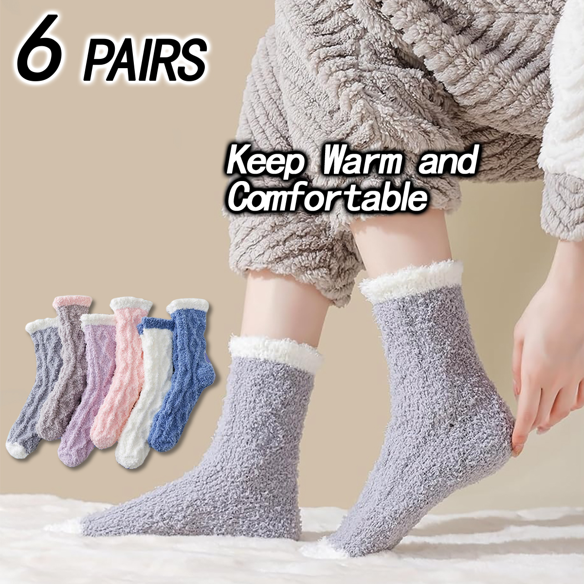 6/12 Pairs of Fuzzy Socks Soft - Christmas Stocking Hanging recensie en prijs